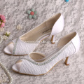 Wedopus Mid Heel Bridal Pumps White